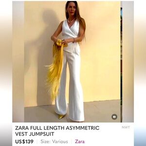 NEW WITH TAG STUNNING ZARA ASYMMETRICAL WHITE CREPE JUMPSUIT